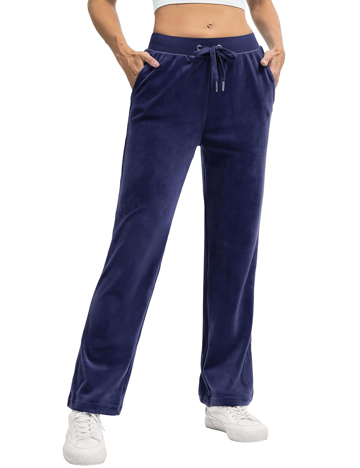 TACVASEN Womens Velour Pants Soft Velvet Sweatpants Warm Straight Leg Lounge Pants with Pockets Athletic Casual