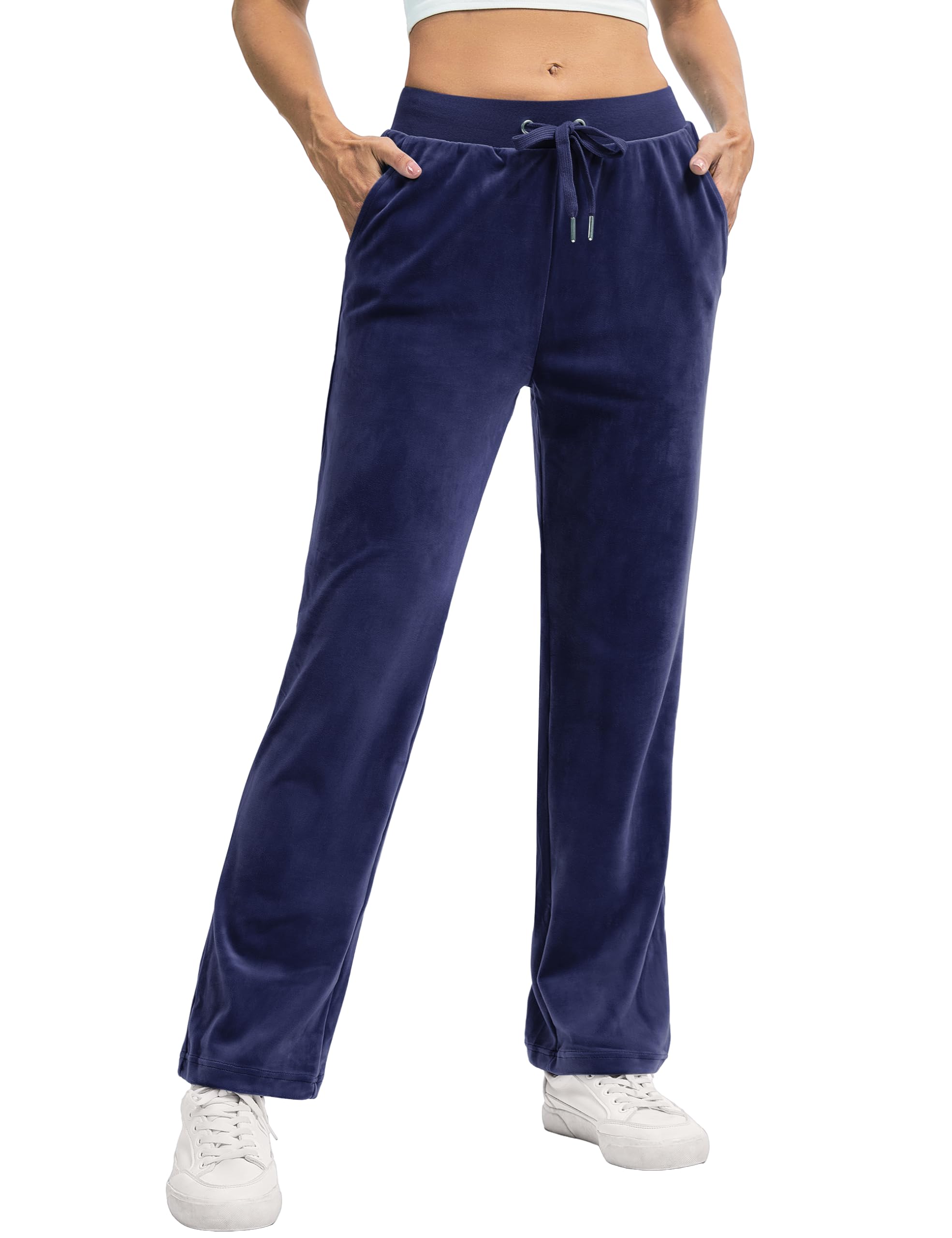 TACVASEN Womens Velour Pants Soft Velvet Sweatpants Warm Straight Leg Lounge Pants with Pockets Athletic Casual