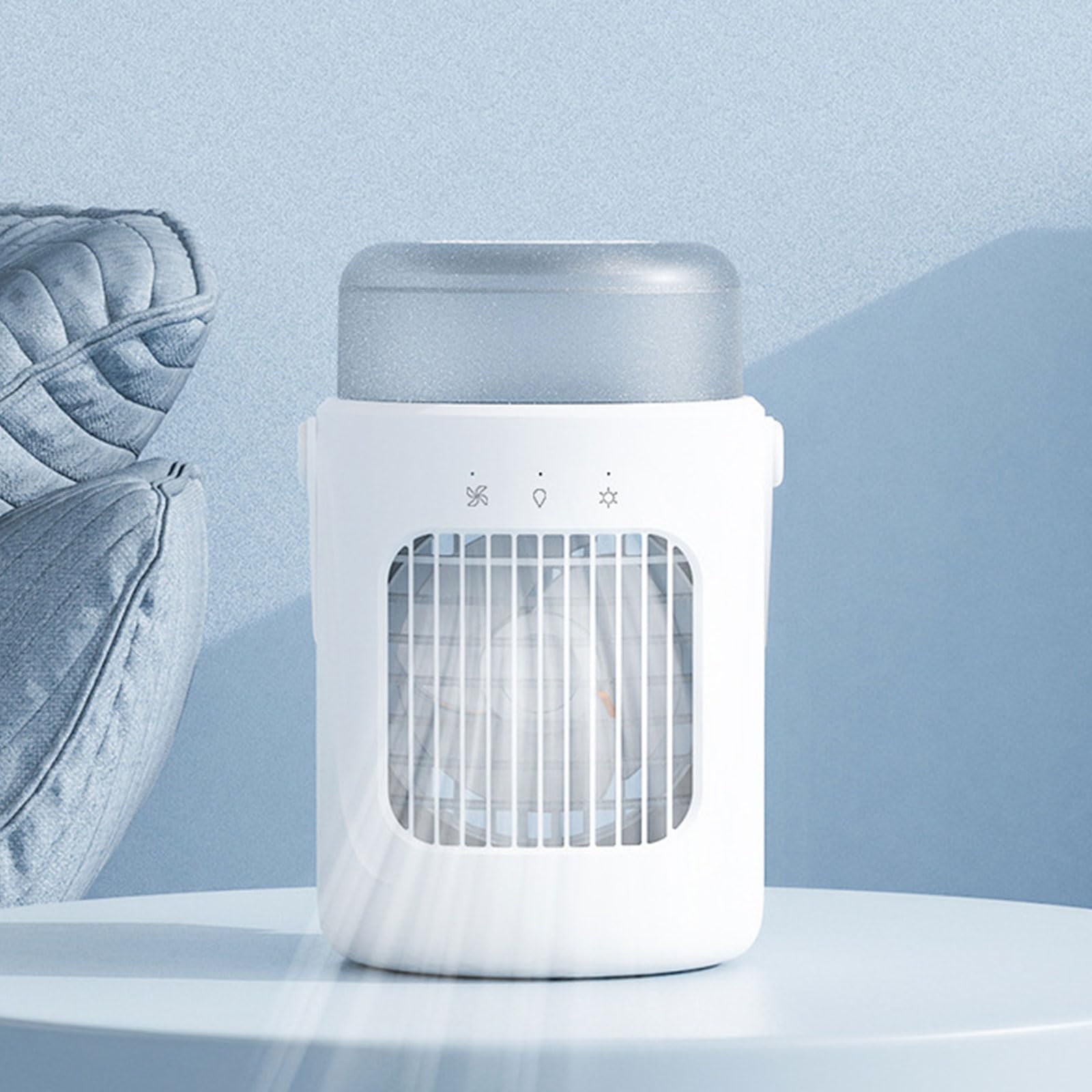 Portable Air Conditioner, Evaporative Air Cooler, Portable Airs Cooler with 600ML Water Tank, 3 Speeds, 2 Mist Modes, 1-4H Timer, 7 LED, Quiet Mini Airs for Bedroom Offices Desk