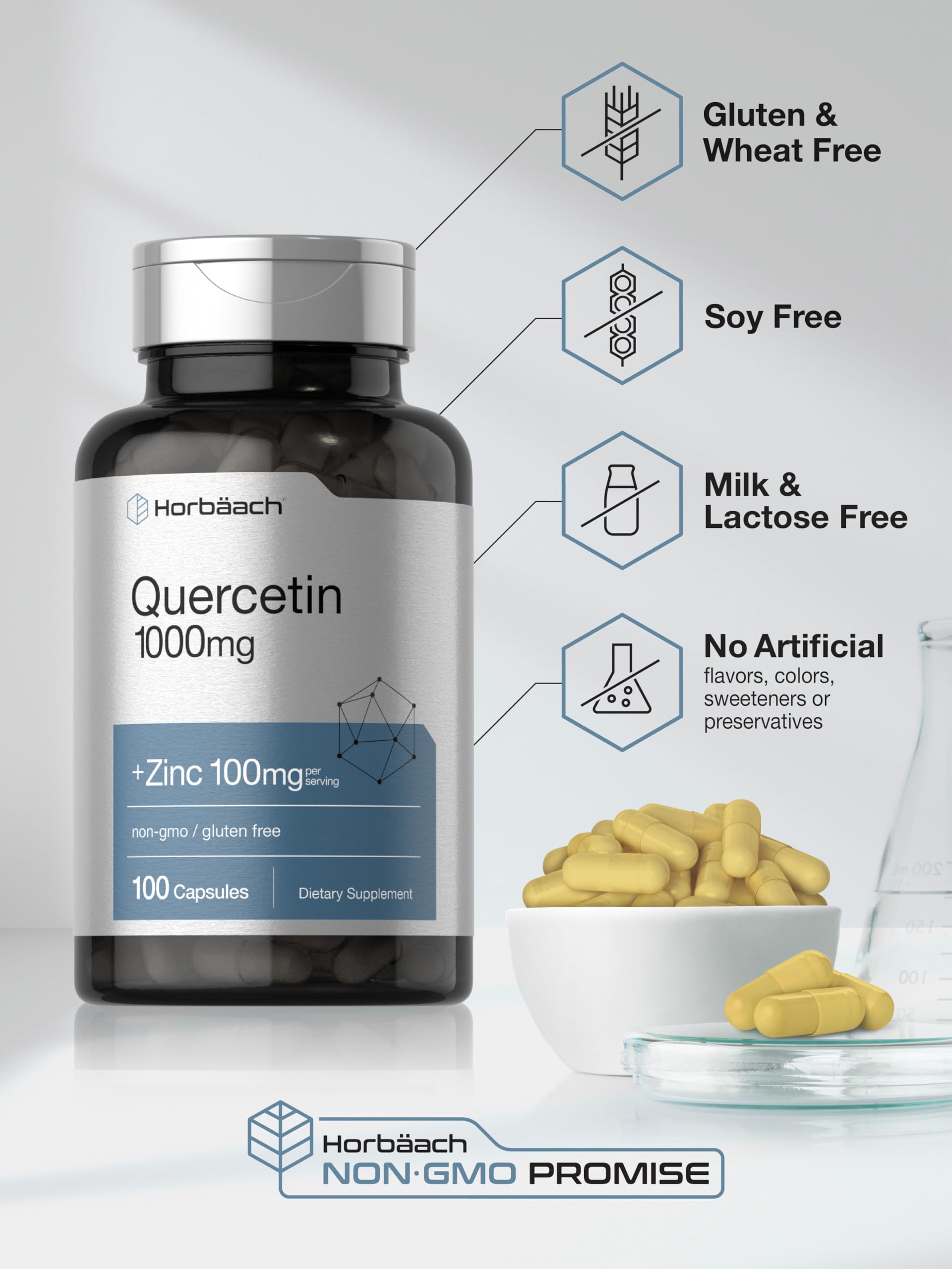 Horbäach Quercetin 1000mg | 100 Capsules | with 100mg Zinc — Amazon image 5