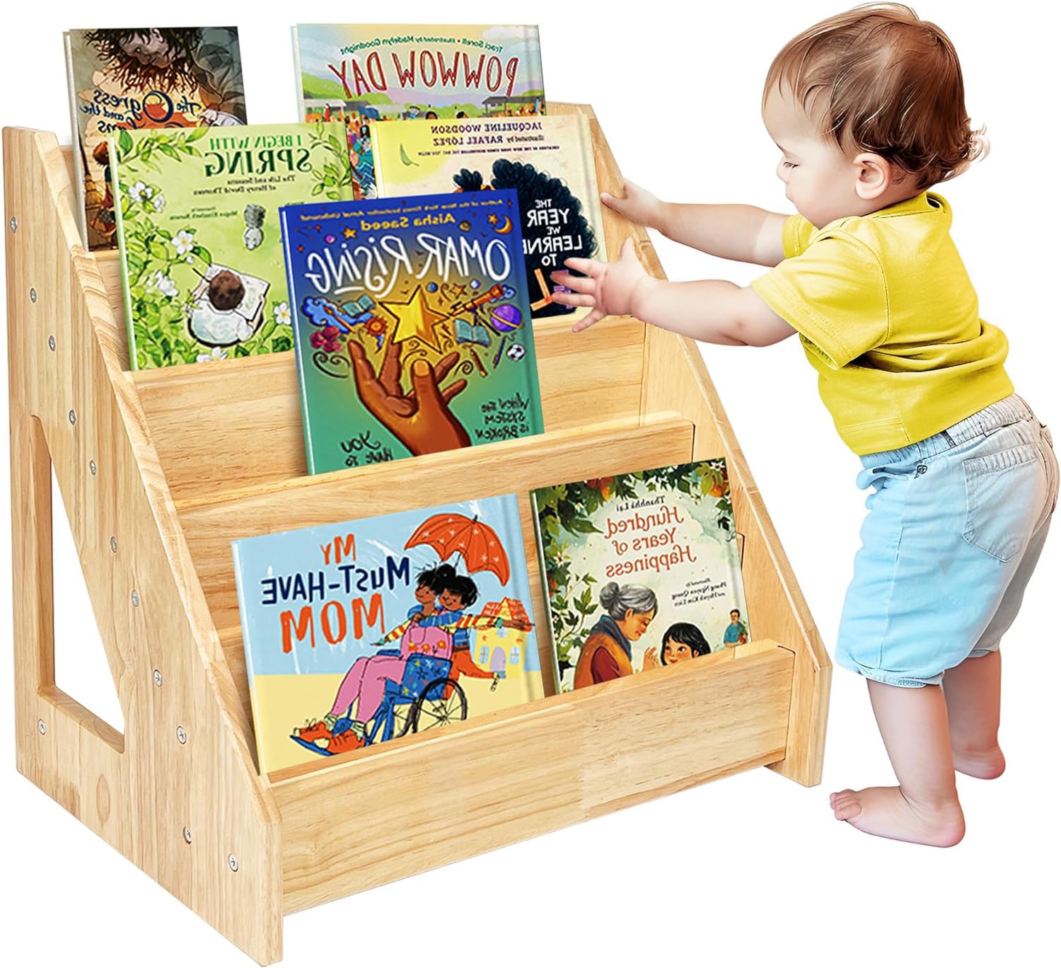 Madera Libreria Infantil,estanteria Libros Infantil,Estanteria Montessori,Biblioteca Infantil con 5 Estanterías,para Habitaciones Infantiles,Guardería,
