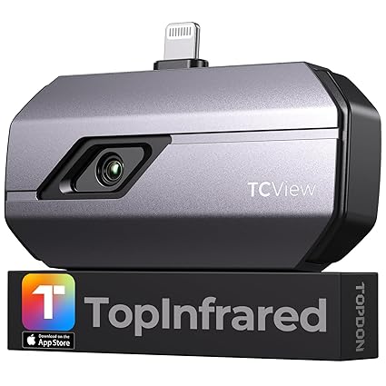 TOPDON TC002 Thermal Camera for iOS (iPhone & iPad), 512 x 384 Super Resolution, 256 x 192 IR High Resolution, Thermal Imager, Thermal Imaging Camera, -4°F~1022°F Temp Range, Support Video Recording