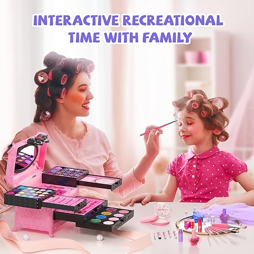 Miniatura 4 de Kit de maquillaje para niños y niñas, 66 piezas de maquillaje real para niños y niñas, kit de maquillaje lavable para niños pequeños, kit de