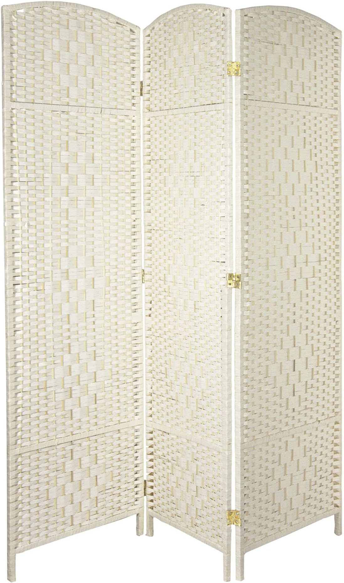 Red LanternOriental Furniture 5 1/2 ft. Tall Fiber Weave Room Divider - White - 3 Panel