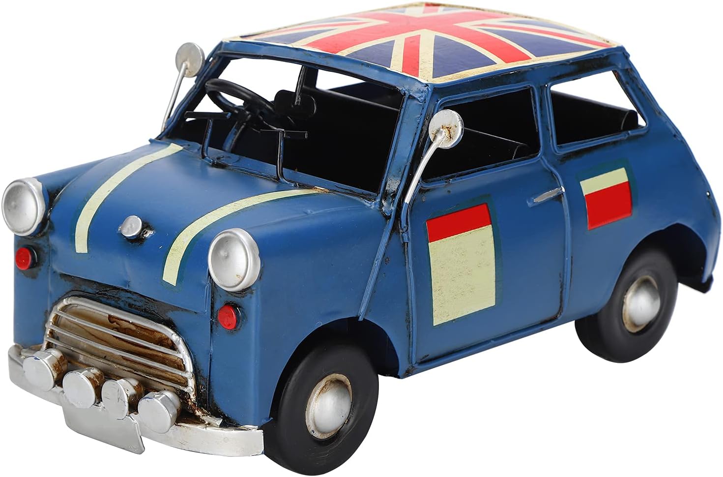 Iron Car Model, Retro Simulation Car Decoration, Blue 8.5 Inch - Exquisite Craftsmanship, Durable Iron Material, Ideal for Home, Bar, Coffee Shop Decor