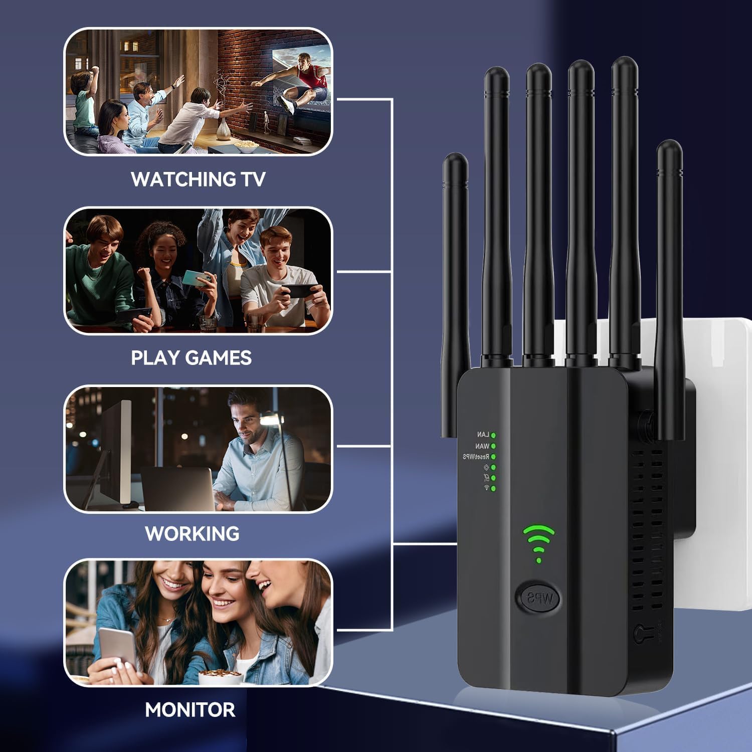 WiFi Extenders Airpods Pro, WiFi Extenders Signal Booster for Home Long Range Up to 10000 sq. ft & 40 Devices, WiFi Repeater & Wireless Access Point, Easy Setup