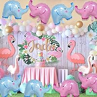 Vista 30 de 9 Pcs Zebra Elephant Jungle Safari Balloons Foil Helium Monkey Lion Zebra Giraffe Leopard Crocodile Bee Fox Shaped Animal Balloons for Wildlife