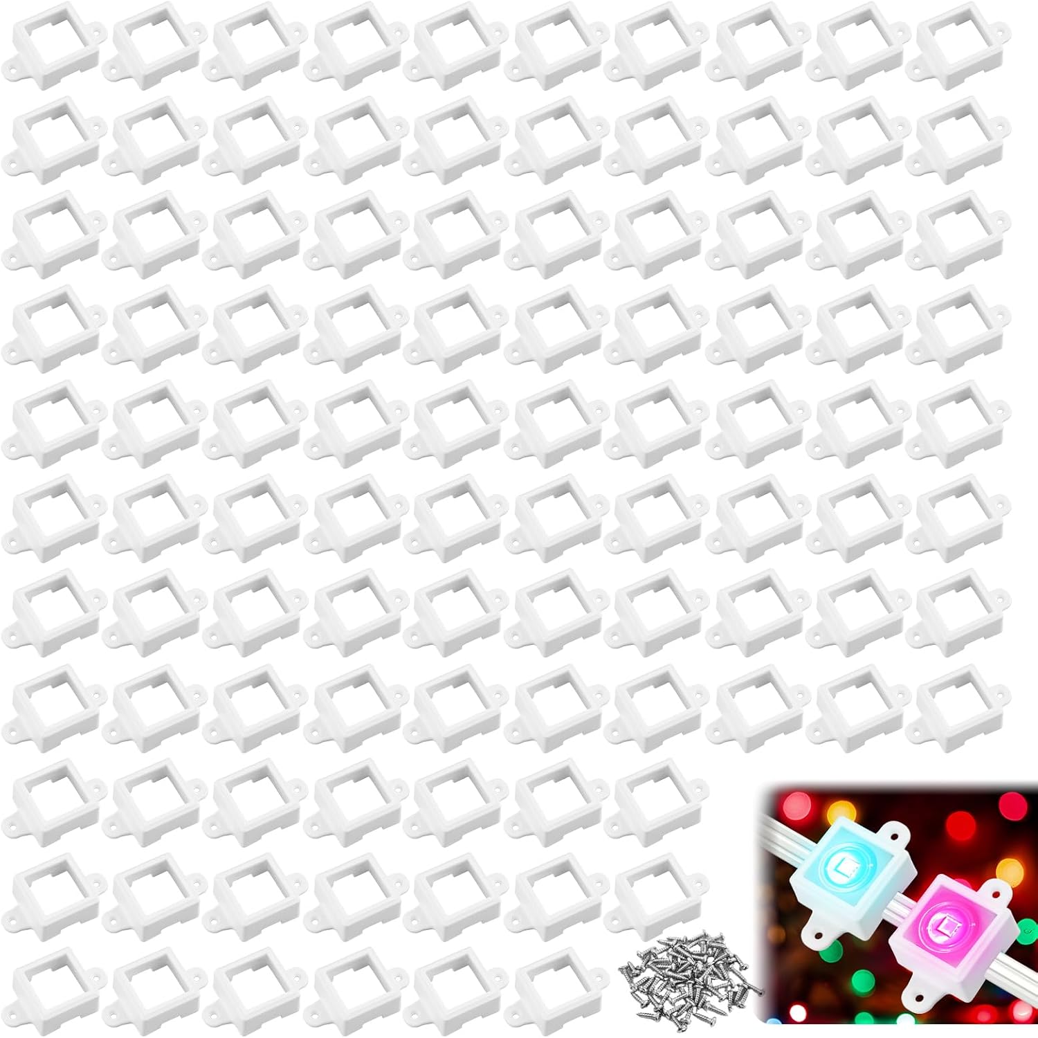 50Pcs Mounting Brackets Outdoor LED Light Clips with Screws Waterproof Compatible with Govee Non-Pro Version Model H705 RGBIC for Wood Steel Siding White