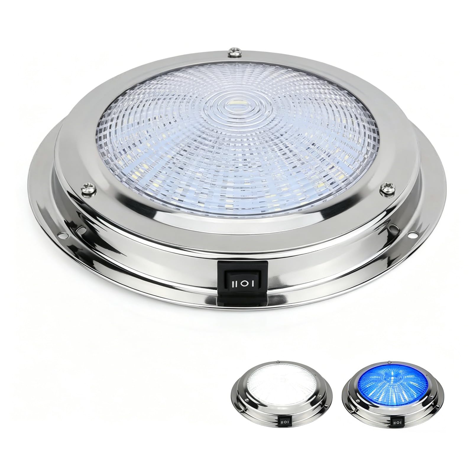 5.5 Inch 12V Dual-Color LED Boat Dome Light with Toggle Switch