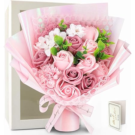 Amazon ソープフラワー 母の日 花 Minbau 枯れない 花 ギフト 花束 ボックス バラ 石鹸 フラワー お祝い 誕生日 記念日 女性 先生の日 敬老の日 バレンタインデー 昇進など プレゼント ピンク 花束 オンライン通販