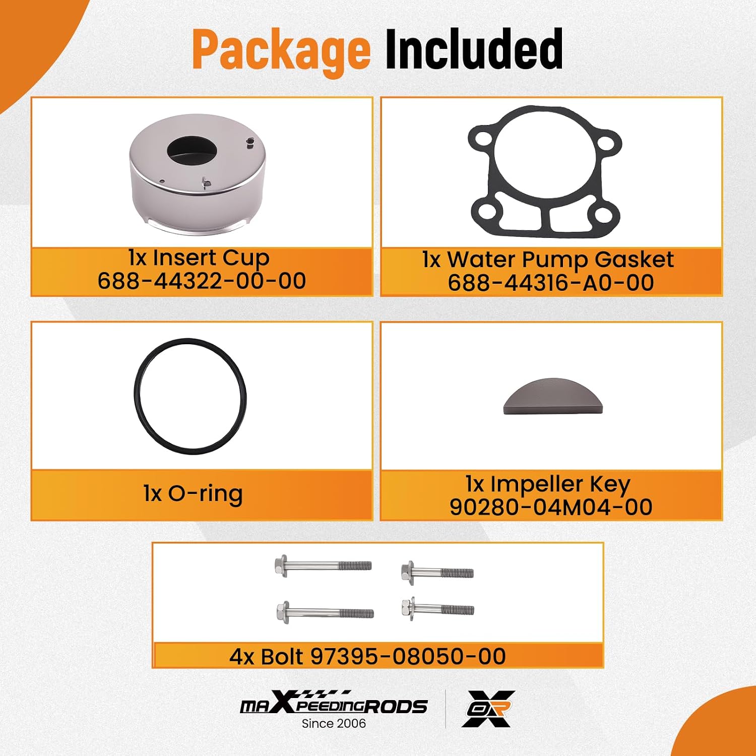 maXpeedingrods Water Pump Impeller Repair Kit for Yamaha Outboard 2 Stroke 60 70 75 80 85 90 hp Motors Replaces 692-W0078-00-00 692-W0078-01-00