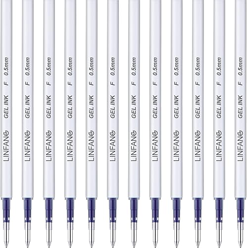 Miniatura 8 de Recambios de bolígrafos de gel negros, paquete de 12 repuestos de tinta de gel retráctiles a granel, punta fina de 0.020in, escritura suave, secado