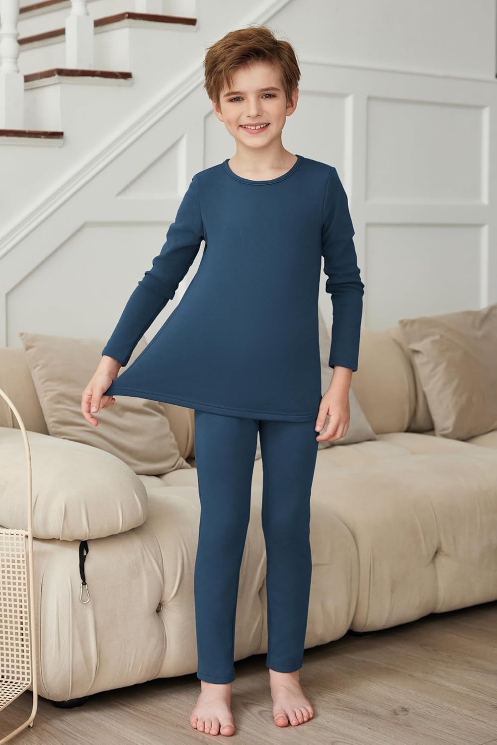 Arshienr Boys Thermal Underwear Set 2-Piece Base Layer Fleece Lined Long Johns Top Bottom Warm Set for Cold Weather - Image 3