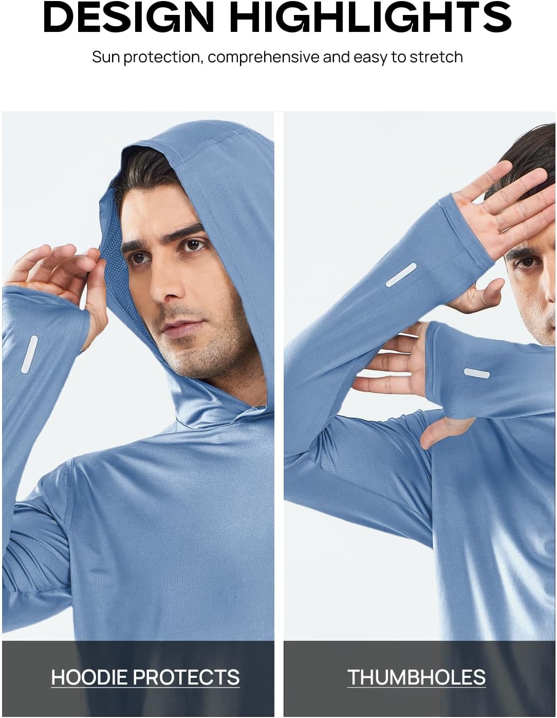 NORTHYARD Men's Sun Protection Shirt UPF 50+ Hoodie Long Sleeve Fishing Swim Rash Guard Shirts UV SPF Lightweight Running - Image 5