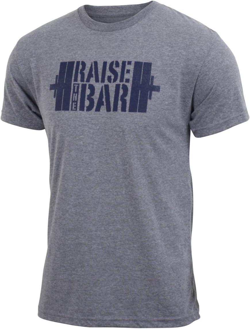 Jumpbox Fitness Raise The Bar - Gray - Men's Barbell Weightlifting Triblend Workout T-Shirt
