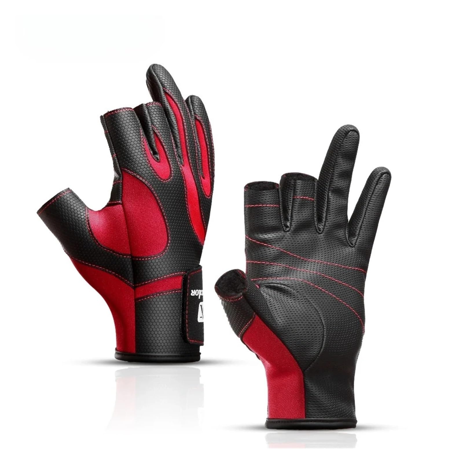 Angeln Fingerlose 3 Finger Cut Handschuh Leder Widerstand Handschuhe Camping Wandern Werkzeug für Angeln