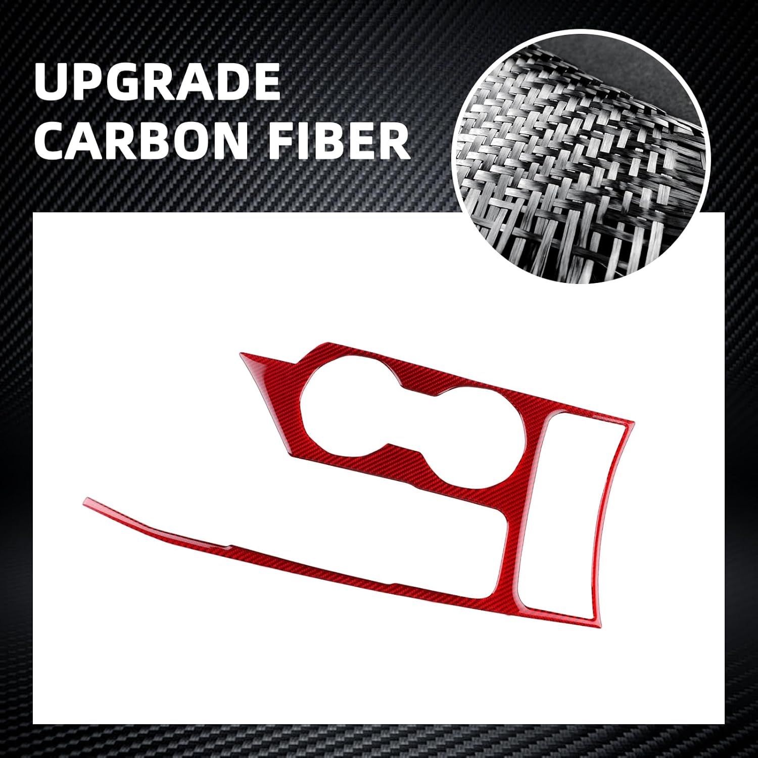 Real Carbon Fiber Gear Shift Water Cup Panel Trim Covers - for Kia Sportage 2017 2018 2019 2020 2021 Carbon Fiber Accessories, Durable Anti-Scratch Protective Accessories (Red)