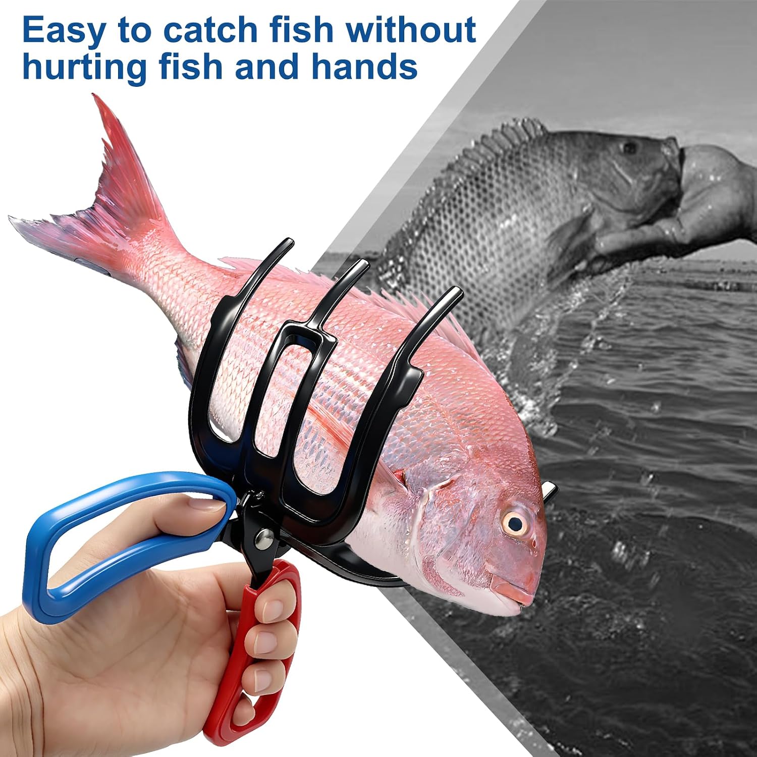 Kynzo Fish Claw Gripper, Fishing Pliers Gripper, Non-Slip Metal Fishing Pliers, Metal Fish Control Clamp Tong Tackle Tool