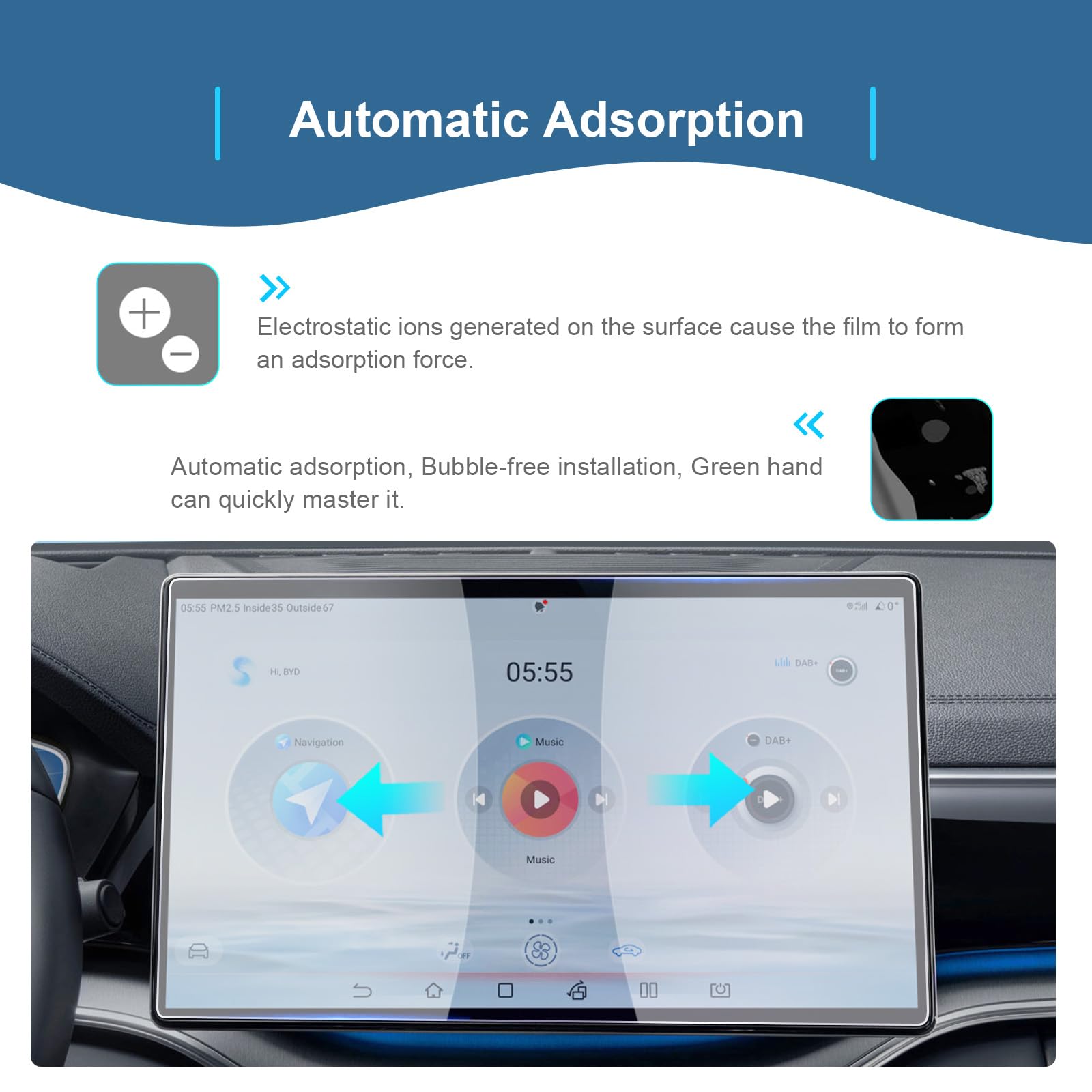 GAFAT Kompatibel mit 2025 2026 BYD Seal U DM-i EV/Sealion 7/Tang 15,6" Navigation Schutzfolie, Gehärtetes Glas Displayschutzfolie Für Seal U DMi 15,6 Zoll Touchscreen Zubehör, HD Klar, 9H Kratzfest