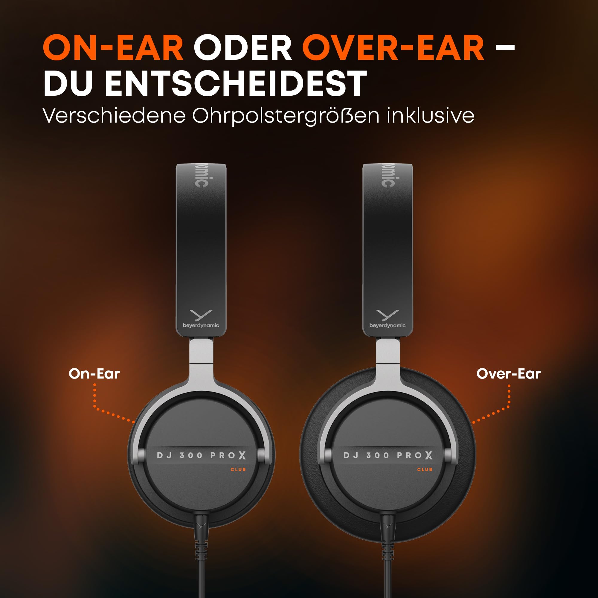 beyerdynamic DJ 300 PRO X CLUB Professioneller 2-in-1 DJ-Kopfhörer On-/Over-Ear-Wechsel als Flexibles Style- und Nutzungsfeature für Professionelle DJs