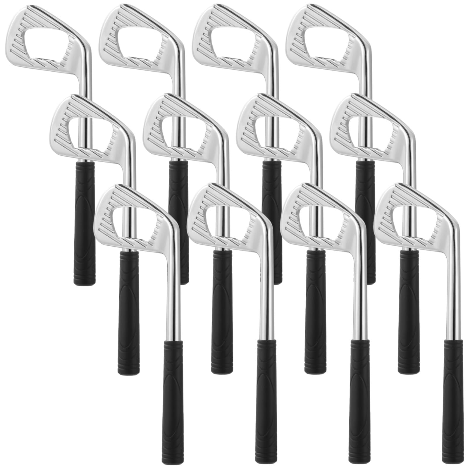 12 Stk Golf Flaschenöffner Set, Flaschenöffner aus Zinklegierung im Golfclub Design, tragbares Werkzeug zum Öffnen von Bierflaschen, Geschenk für Golf Liebhaber und Trauzeugen, Silber