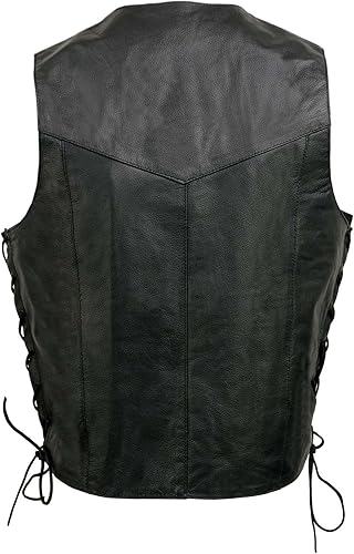 Miniatura 5 de Event Leather EL1315 Chaleco de cuero negro para motocicleta para hombres con encaje lateral, chalecos de motocicleta para adultos