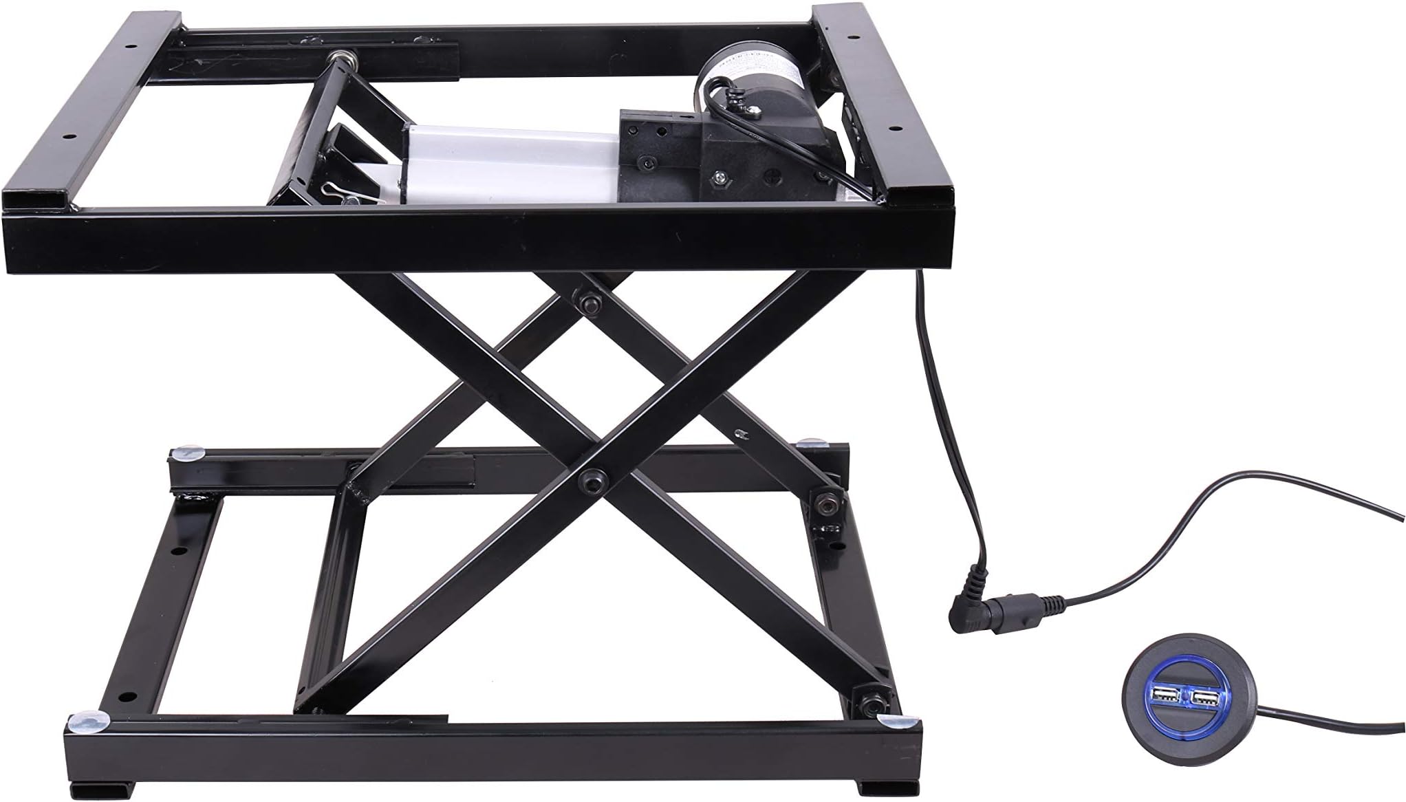 17'' Electric Manual Control Button Dining Table Coffee Table Lift,Black,110V-240V,Working Platform Computer Desk Electronic Scissor Lift