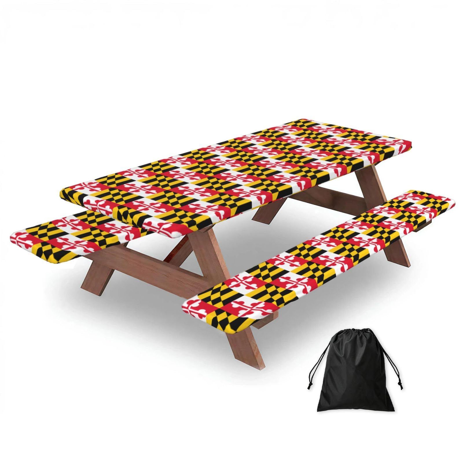 AYYQWE Flag Of Maryland Print Picnic Table Bench Cover Outdoor Garden Party Decor Daily Accessory Gift