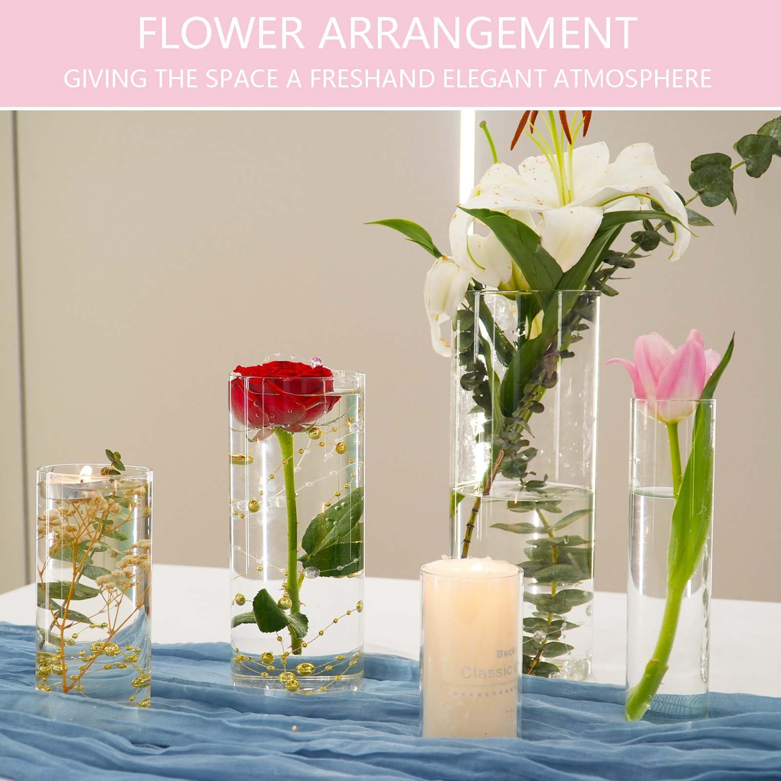Glasvase Tischdekoration Zylindrische Glasvase Kann FüR Blumen, Kieselsteine, Dekorative Tischvasen Verwendet Werden, Glasvasen Gemischter GrößE KöNnen FüR Hochzeiten (15, 10+15+19+20+25cm)