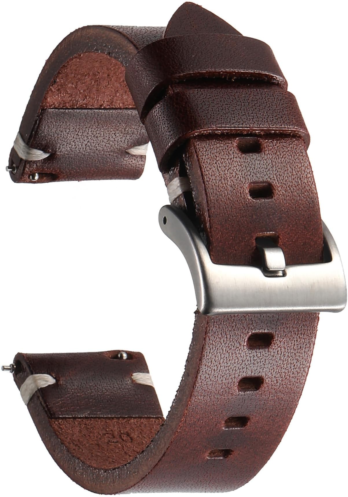 Cowhide Leather Watch Strap, Retro Handmade Vintage Quick Release Thick Leather Watch Strap with Stainless Steel Buckle, Replacement Strap for Smartwatch Women Men 18 mm 20 mm 22 mm 24 mm