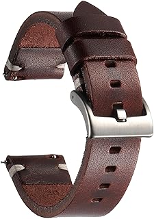 Rindsleder Uhrenarmband, Retro Handgemacht Vintage Quick Release Dick Leder Uhrenband mit Schnalle aus Edelstahl, Ersatzarmband für Smartwatch Damen Herren 18mm 20mm 22mm 24mm