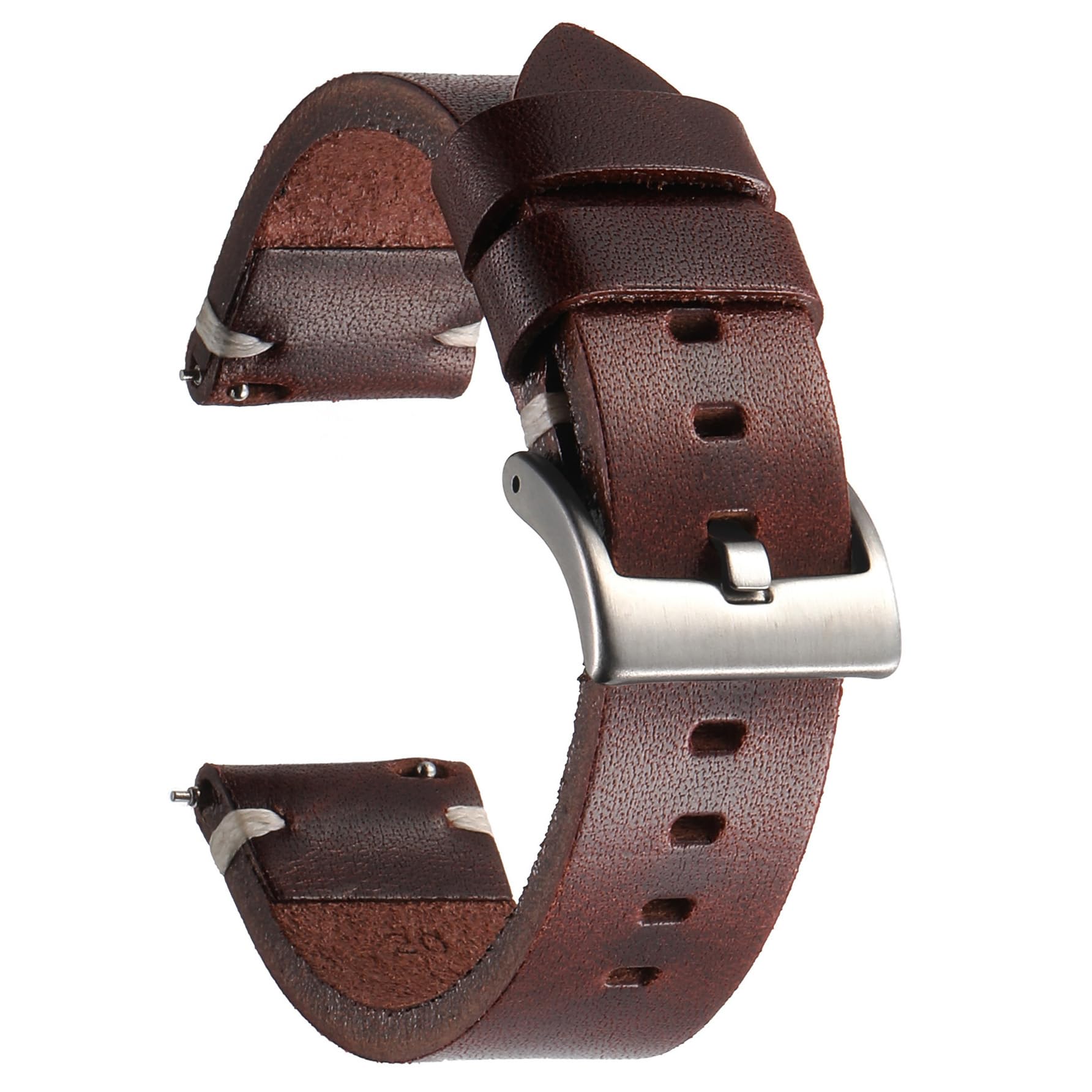 Cowhide Leather Watch Strap, Retro Handmade Vintage Quick Release Thick Leather Watch Strap with Stainless Steel Buckle, Replacement Strap for Smartwatch Women Men 18 mm 20 mm 22 mm 24 mm