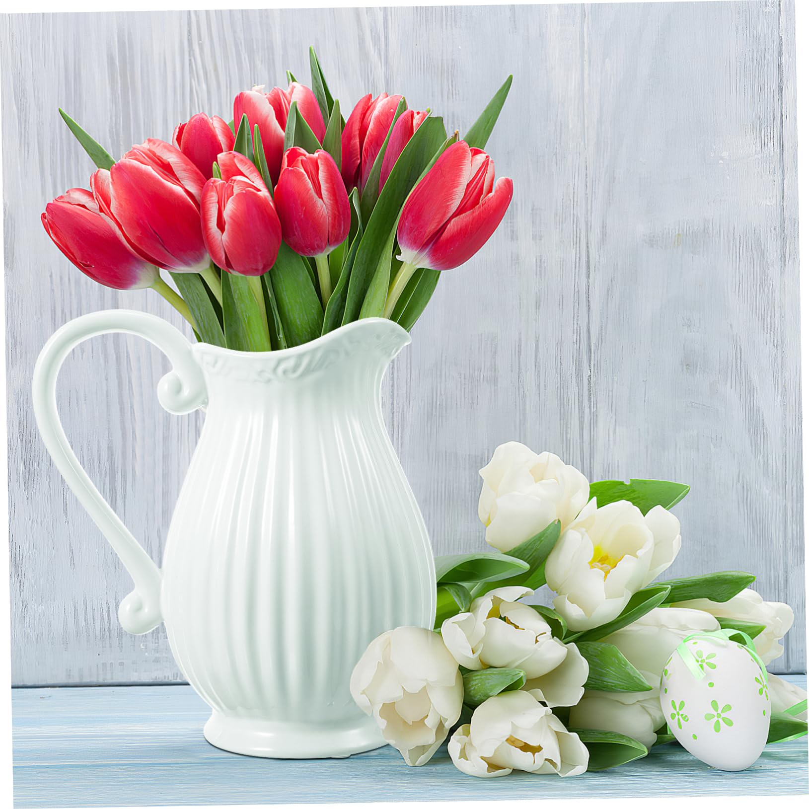 PRETYZOOM 1Pc Striped Ceramic Flower Vase Elegant Decorative Pitcher for Home Decor for Dried Flowers Minimalist Design for Living Dining Table