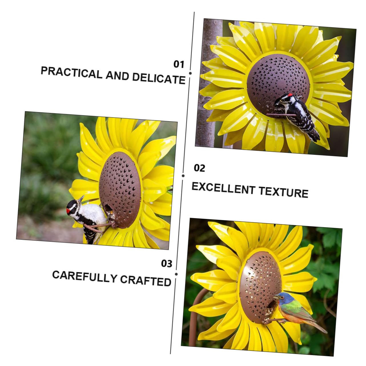 Yardwe 2 Stück Vogelfütterungswerkzeug Vogelhäuschen für Den Außenbereich Gartendekoration Sonnenblumen-Design und Stilvoll für Kanarienvögel Papageien Lerchen
