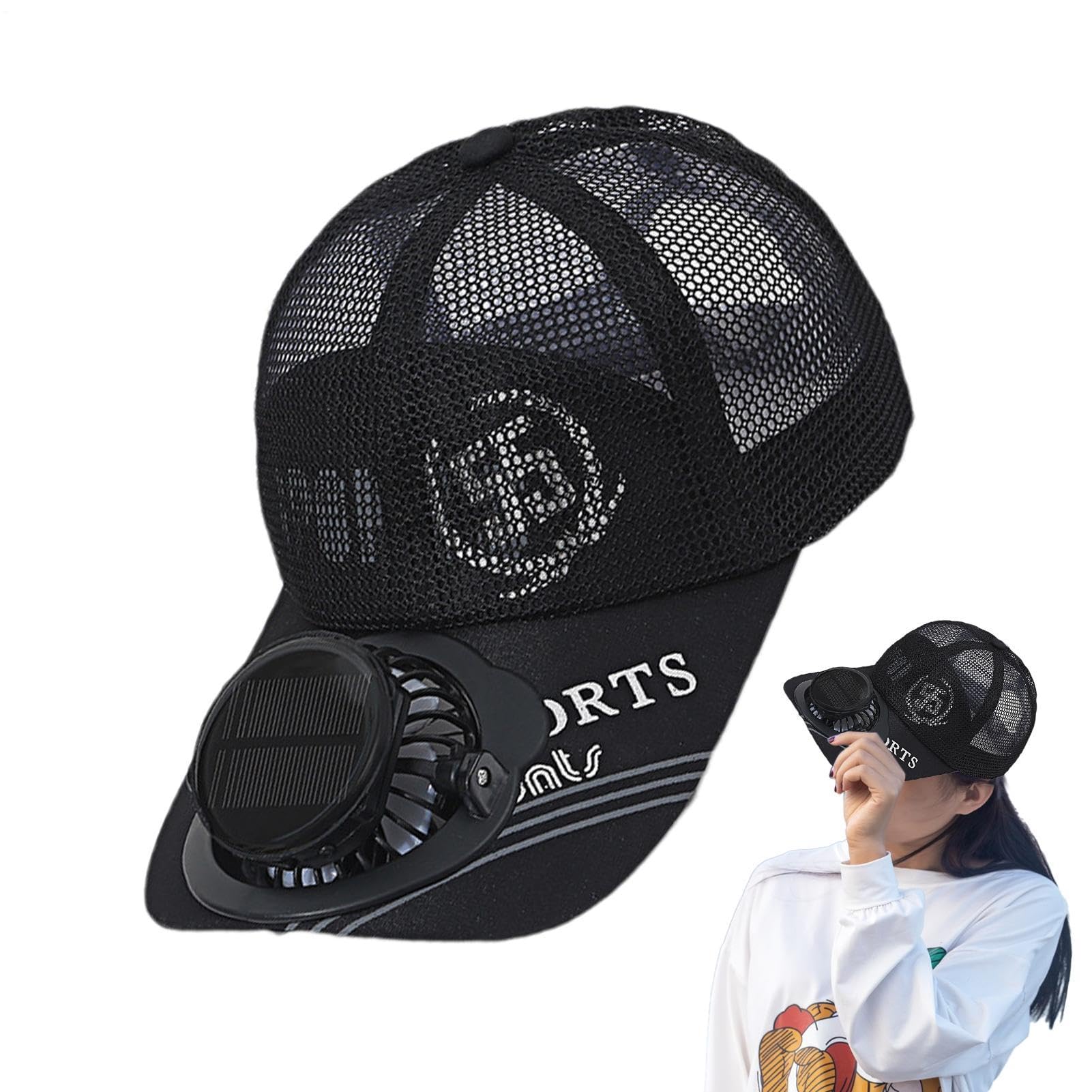 Cappello Esterno Con Ventilatore Integrato - Funzione Di Raffreddamento Ad Energia Solare, Compatibile Con La Ricarica USB Design Di Ventilazione, Costruzione Leggera Comoda Da Indossare | Po