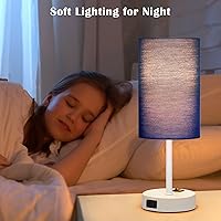 Vista 5 de ZJOJO Juego de 2 lámparas de mesa para dormitorio, lámparas pequeñas de noche con interruptor basculante regulable de 3 vías y toma de corriente