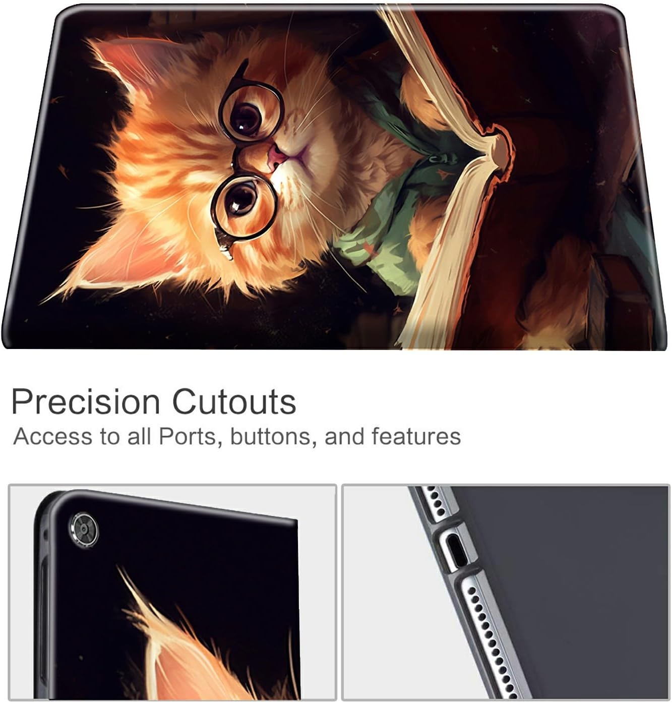 for Fire HD 10 & 10 Plus Tablet Case (11th/13th Generation, 2021/2023 Release),BEOTIWAD Shockproof Slim PU Leather Stand Cover with Auto Sleep/Wake for Kindle Fire 10,Kitten with Glasses