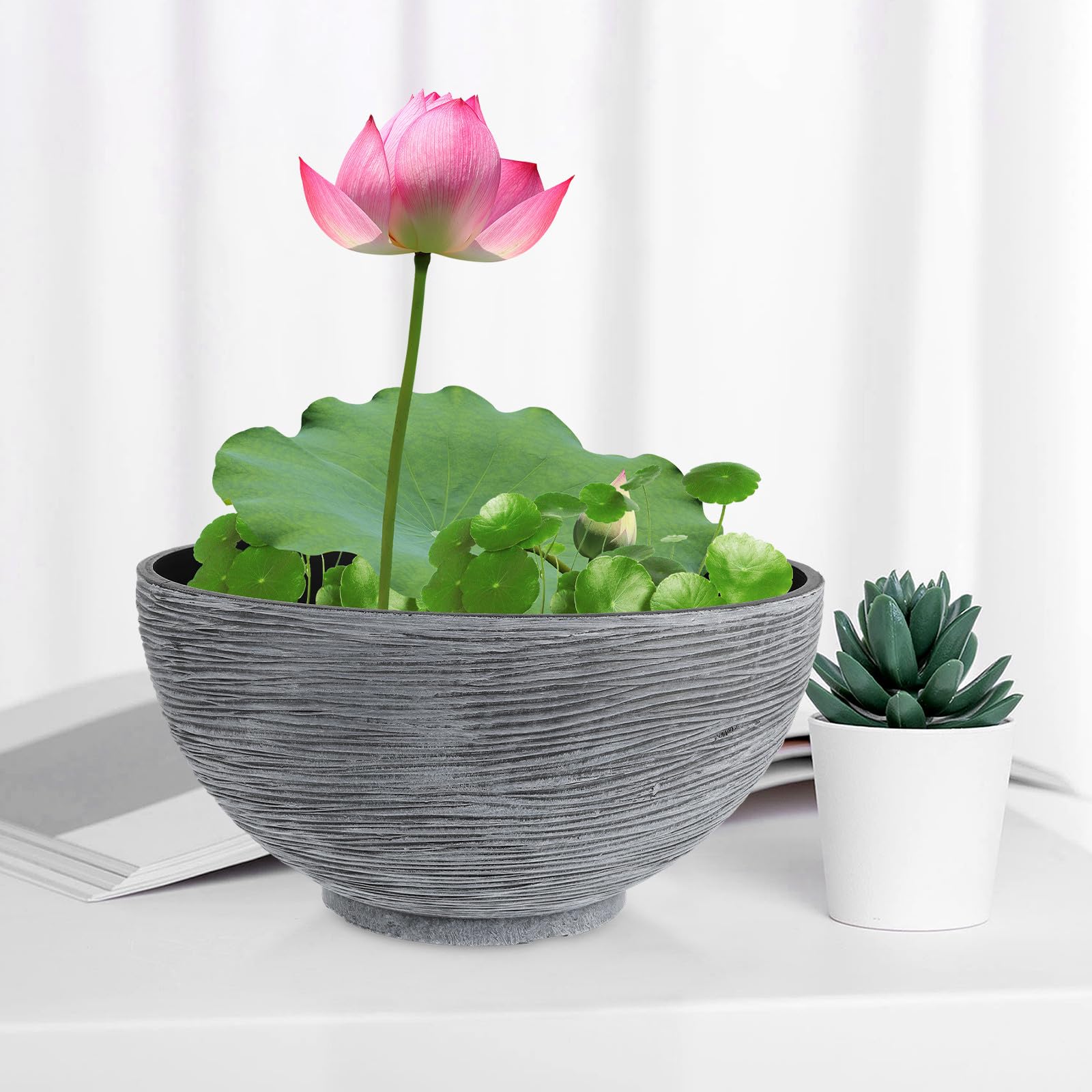 Vaso per Piante Idroponiche in Pp Leggero Design a Loto Finto per Piante Acquatiche Grande per Camera da Letto e Negozio