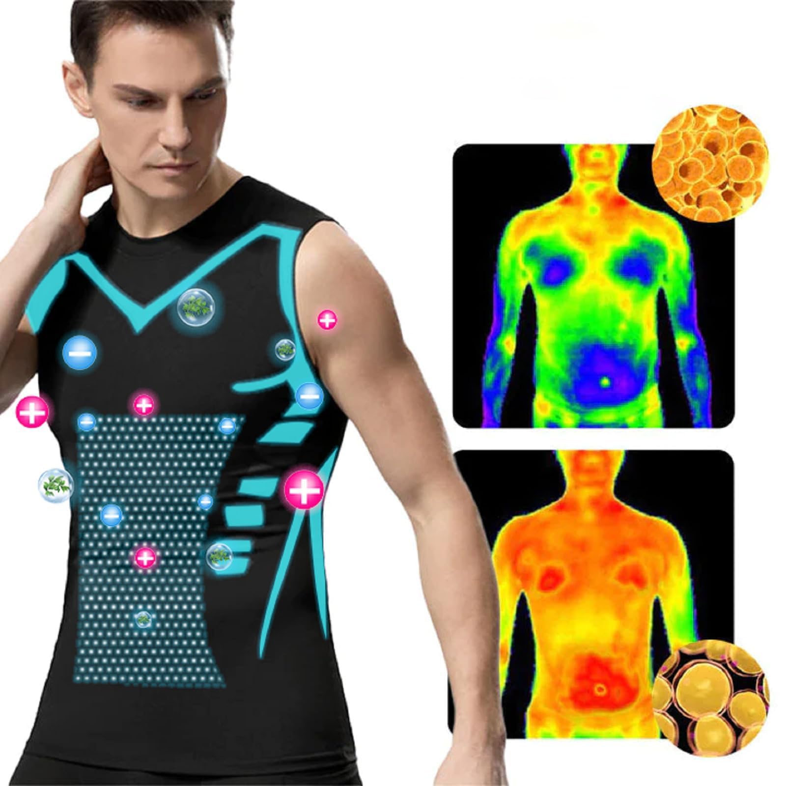 Duneva Vital Vest, Vital Vest Chaleco adelgazante, Vitalvest, Body Shaper Hombre Ionic Shaping Camiseta sin mangas