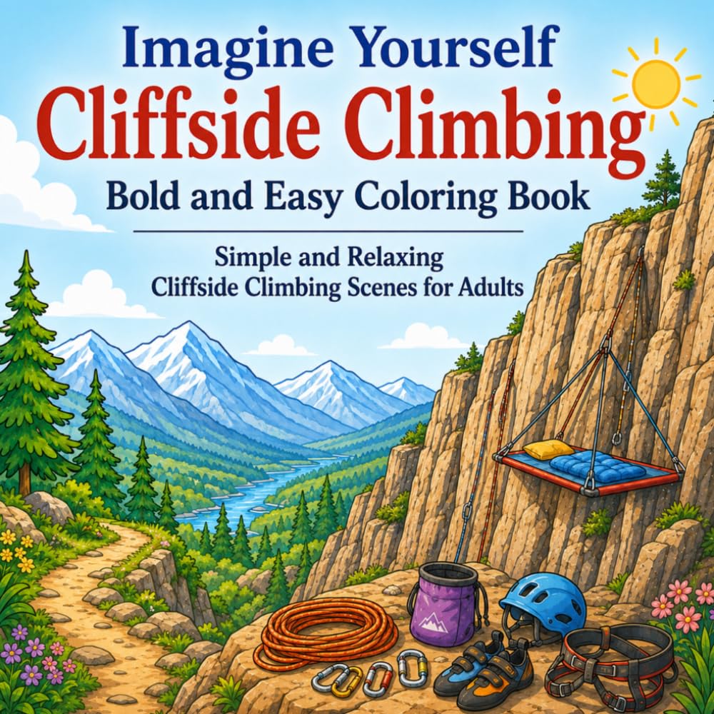 Imagine Yourself Cliffside Climbing Bold and Easy Coloring Book: Simple and Relaxing Cliffside Climbing Scenes for Adults (Imagine Yourself Coloring Series)