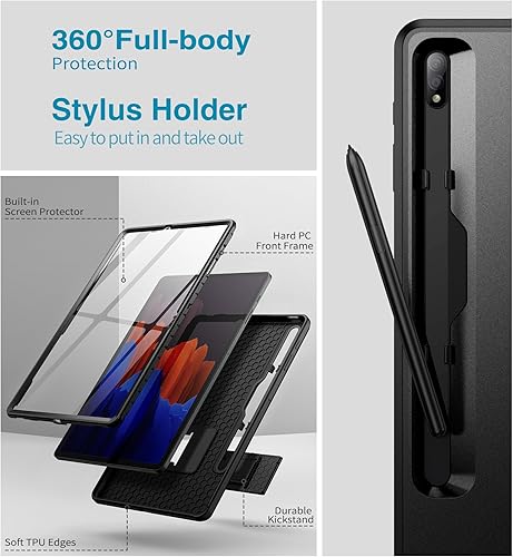 Miniatura 7 de SURITCH Funda resistente para Samsung Galaxy Tab S7 FES7+ PlusS8+ Plus de 12.4 pulgadas, protector de pantalla integrado de cuerpo completo,