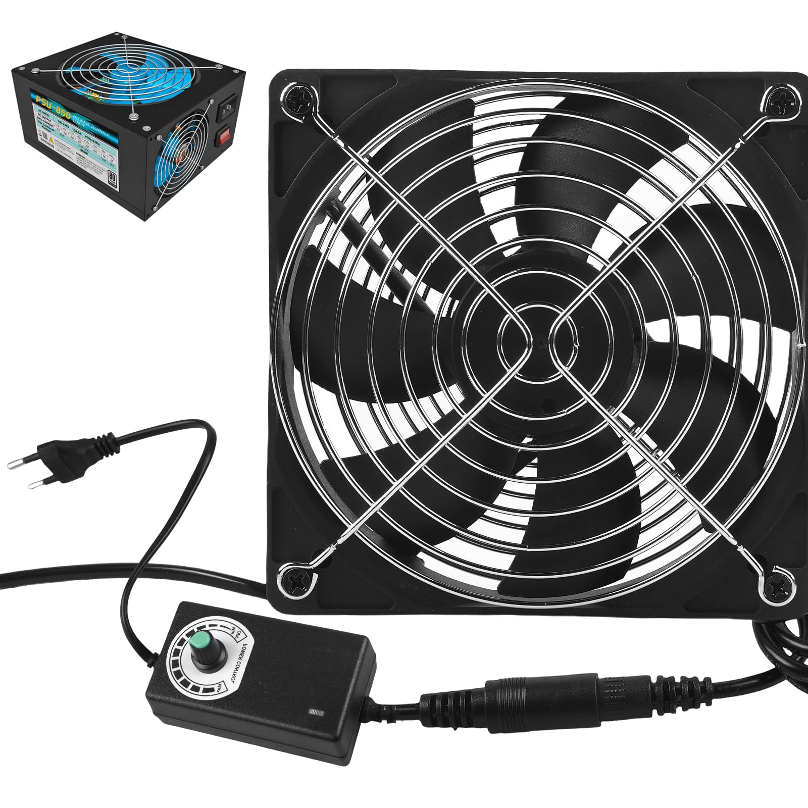 Ventilador para PC, ventilador de 120 mm con control de velocidad, AC 220V PC sin escobillas refrigeración para ordenador portátil, ventilador de carcasa de 120 mm optimizado para presión estática