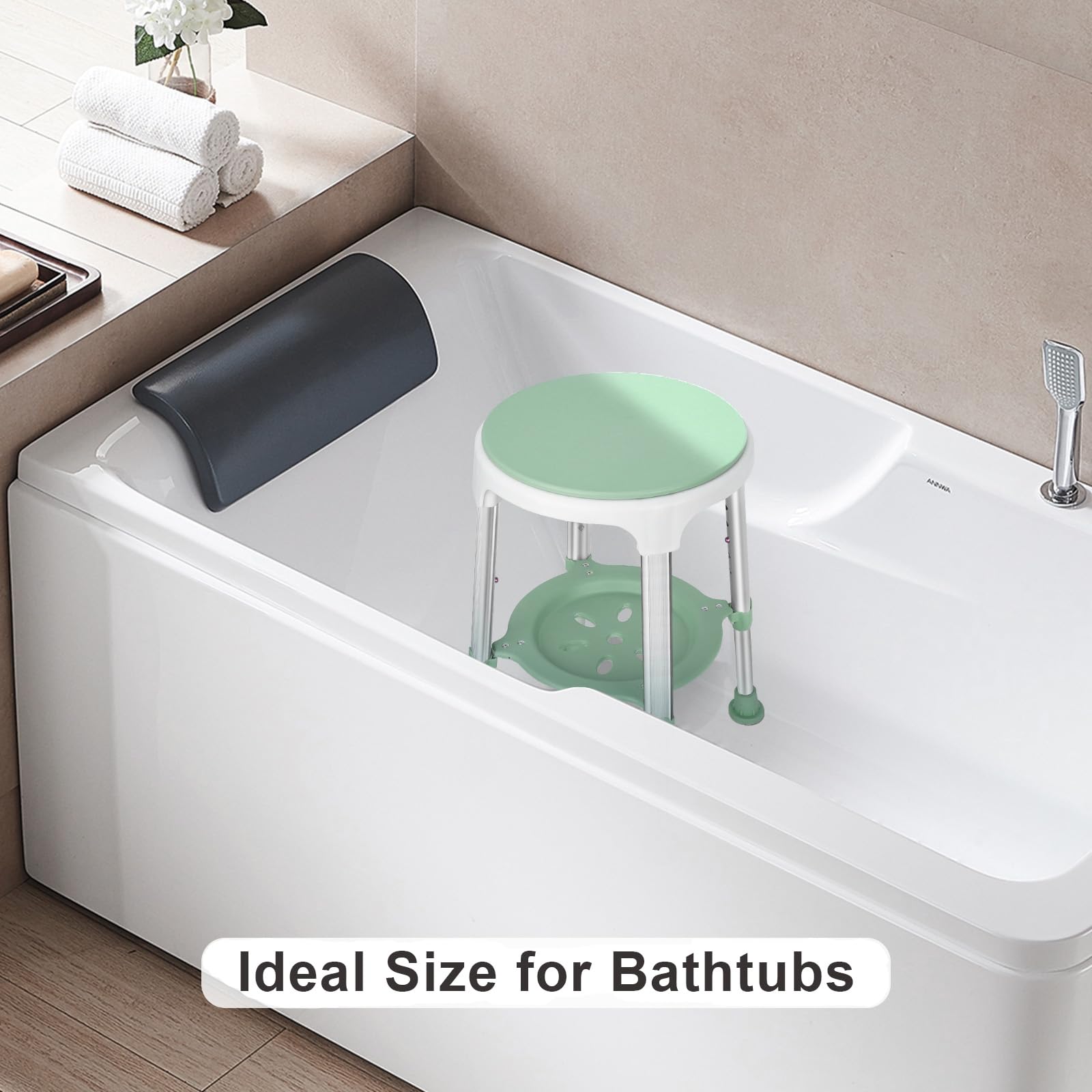 Silla de Ducha para Ducha Interior, Taburete Giratorio elegible para FSA/HSA, 350 Libras, Silla de bañera Ajustable y Taburete de baño con Bandeja de Almacenamiento para Personas Mayores,