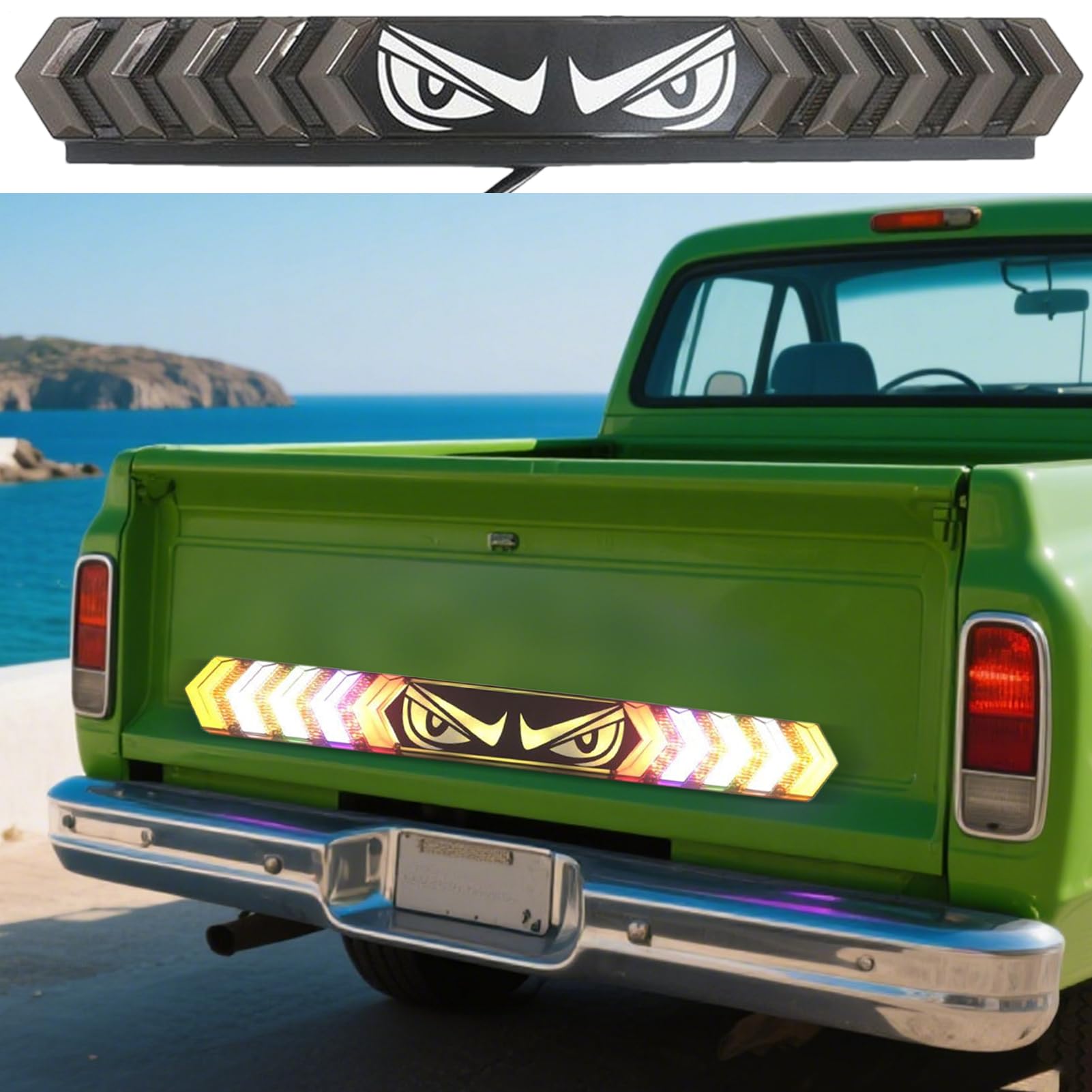 Tira de luz LED para portón trasero, luces LED para portón trasero, señal de, decoración impermeable con diseño de ojos para conducir, construcción, carreras, camping todoterreno
