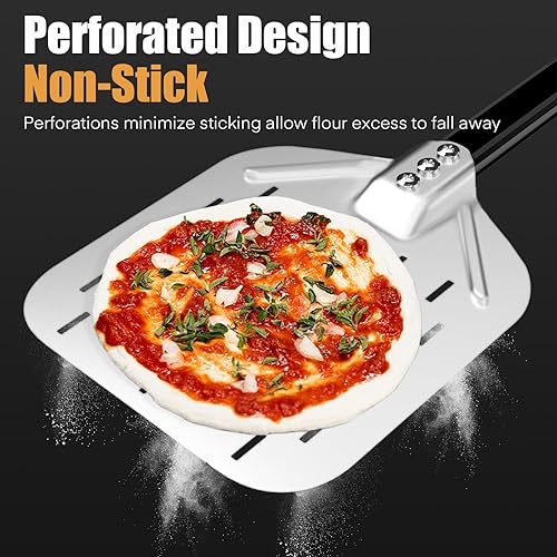 Miniatura 2 de Kit de accesorios para horno de pizza de 4 piezas, incluye cáscara de pizza perforada de 12 pulgadas, cáscara redonda de torneado de pizza de 9