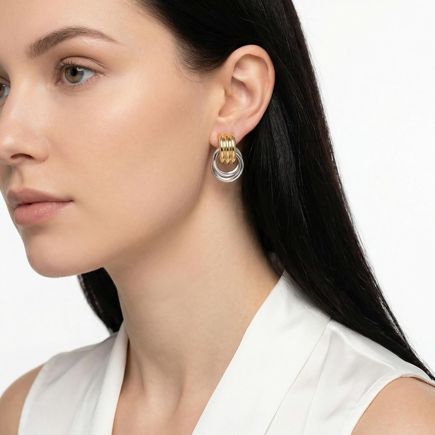 14K Gold Plated Knot Earrings for Women Gold Silver Earrings Heart Link Drop Dangle Earring Chunky Golden Knotted Statement Jewelry - Image 3