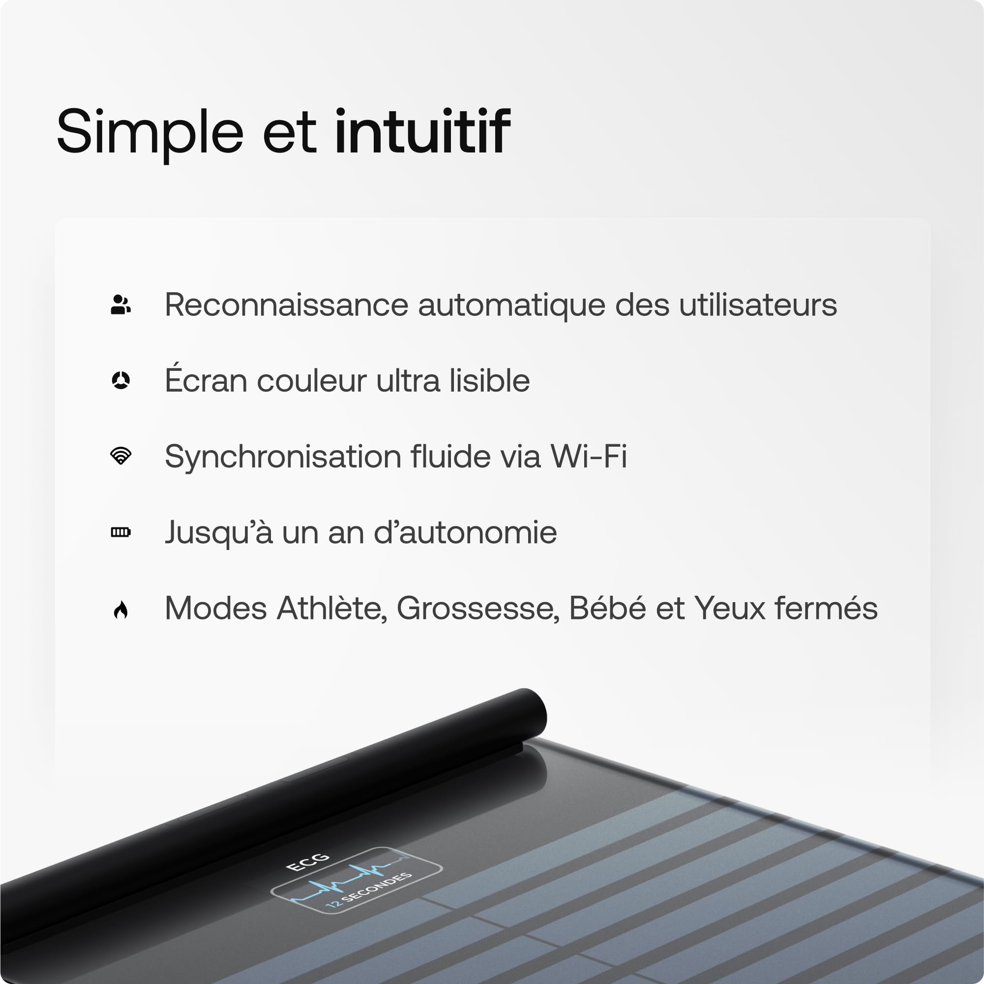 WITHINGS Body Scan - Balance connectée Wi-Fi pour améliorer sa santé, pèse personne, analyse de composition corporelle, masse graisseuse, musculaire, hydrique, Électrocardiogramme, Noir
