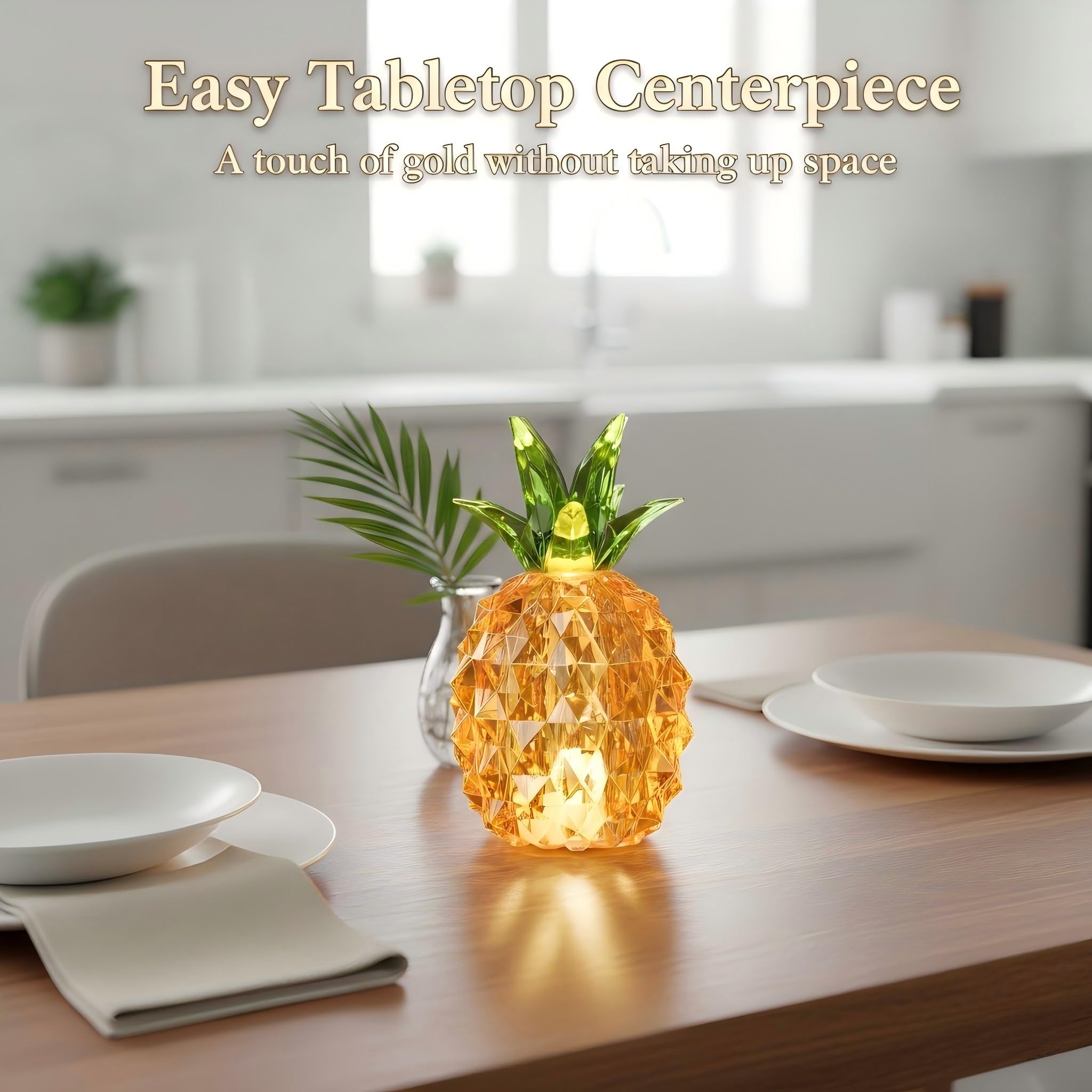Gold Pineapple Lamp for Home Decor, 4.95 Inch Battery Operated