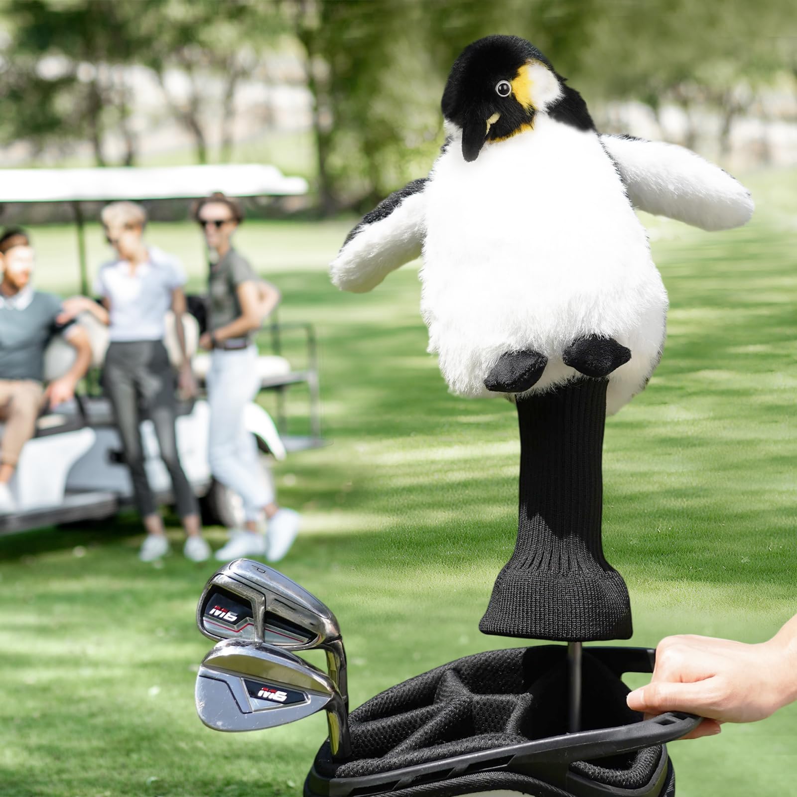 Golf Novelty Driver Woods Head Cover Club Headcover Protector Long Neck Knit Soft Penguin