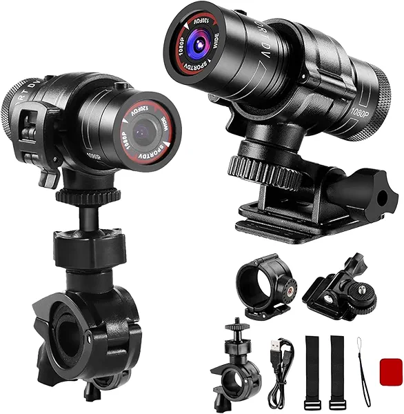 Motorcycle Helmet Camera, HD 1080P Bike Helmet Camera, Mini Action Camera for Cars, Bicycle, Motorbike & Sports Helmet